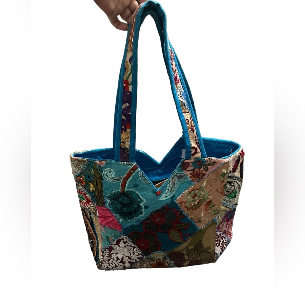 Tribe Azure Fair Trade Patchwork Embroidered Bohe… - image 4